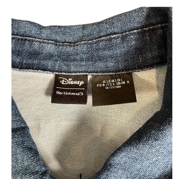 Disney Her Universe Mickey Mouse Denim Jacket Women’s Large Patchwork Vintage - Picture 12 of 15